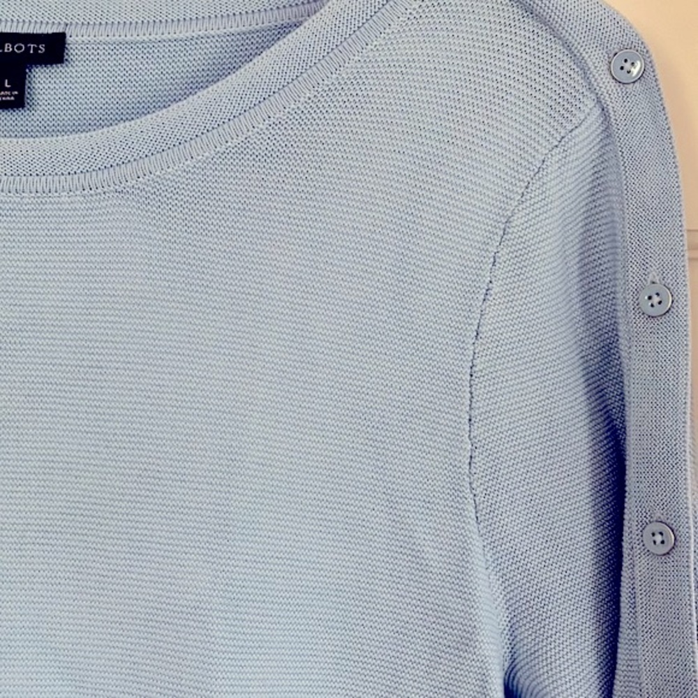 Talbots knit 3/4 sleeve pullover scoop neck sweater top.
